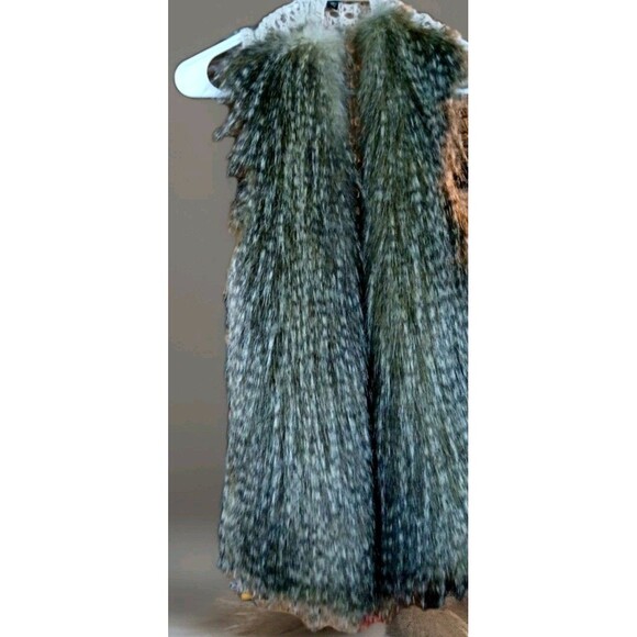 Ella Moss XS Faux Fur Vest Crochet Back Boho Chic Cashmere Blend Soft Y2K Retro - Picture 2 of 9